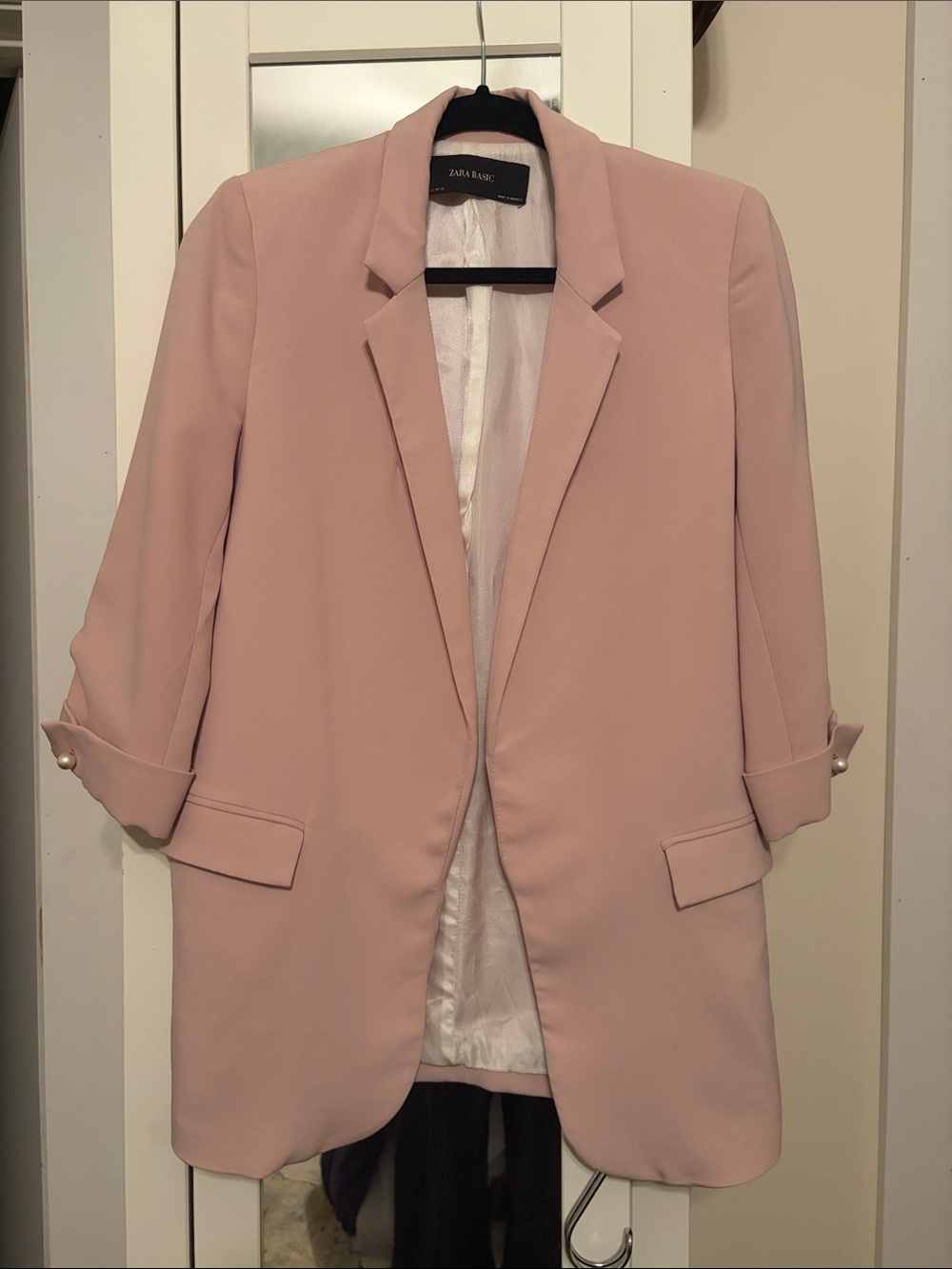 Zara Blazer Jacket in Pale Pink